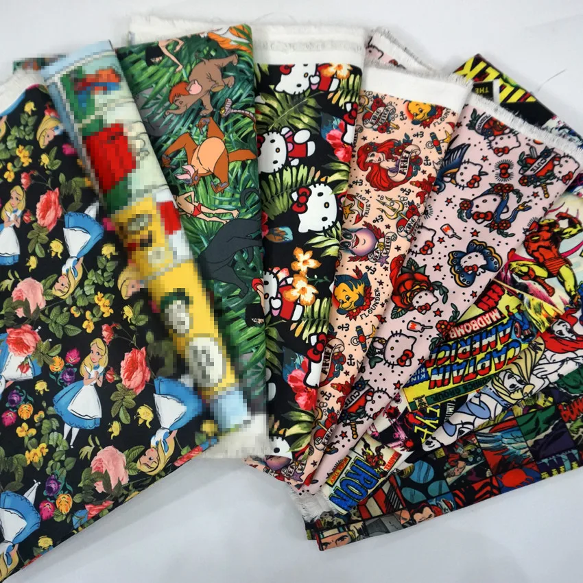 

145*90cm Alice Mermaid Avenger Textile Polyester Fabric Patchwork ,curtain. tablecloth, doll, Printed Quilting Home For Sewing