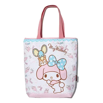 

New Fashion My Melody White Girls Woman Canvas Zipper Big Shoulder Bags Shopping Bag For Children Gifts