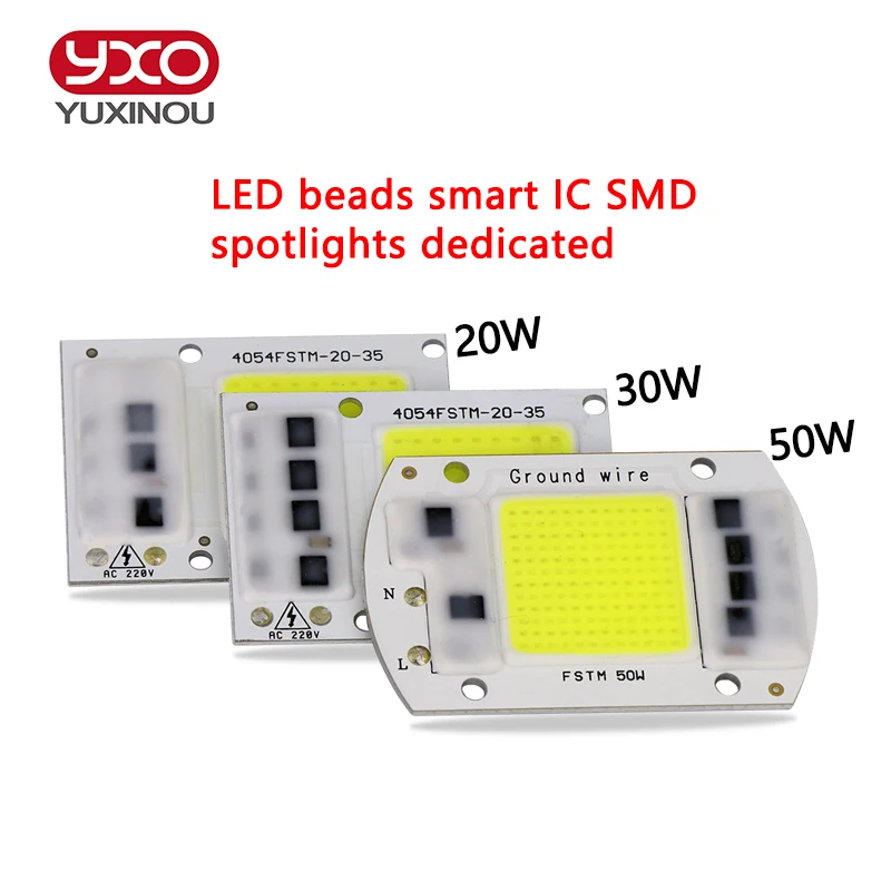 50W LED Floodlight COB Chip 110V/ 220V Input Integrated Driver Smart IC F9O9 