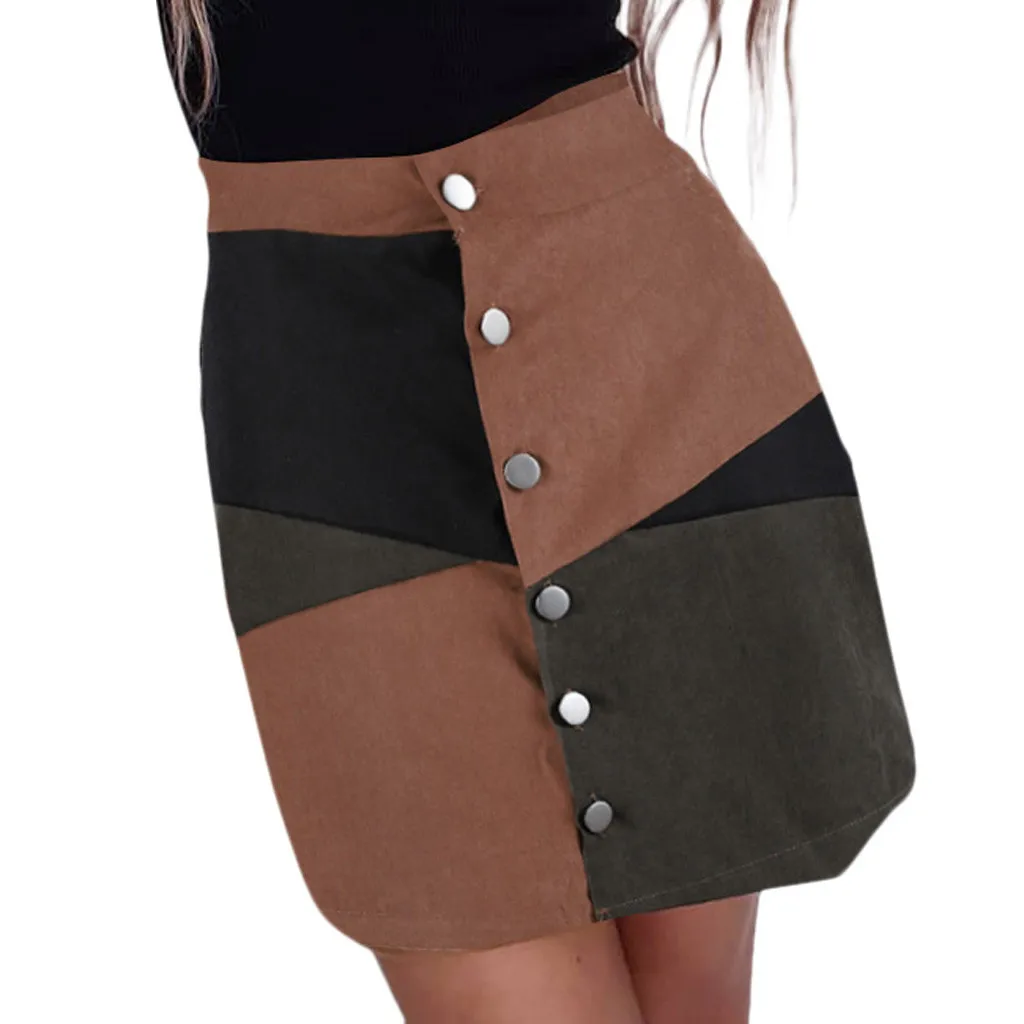 Страусиная модная женская повседневная короткая мини-юбка в стиле пэчворк с цветными блоками, повседневная женская юбка в стиле Харадзюку на осень и зиму