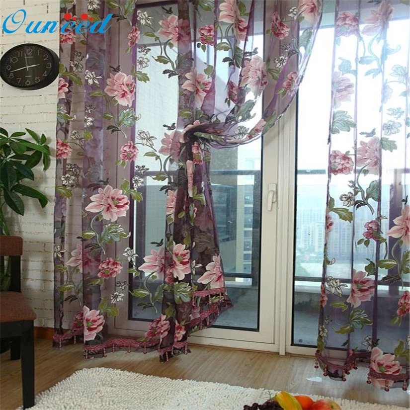 Nuevo fasion floral tulle puerta ventana cortina Drape panel Sheer bufanda valances 250 cm x 100 cm cortina (Rideau) 37