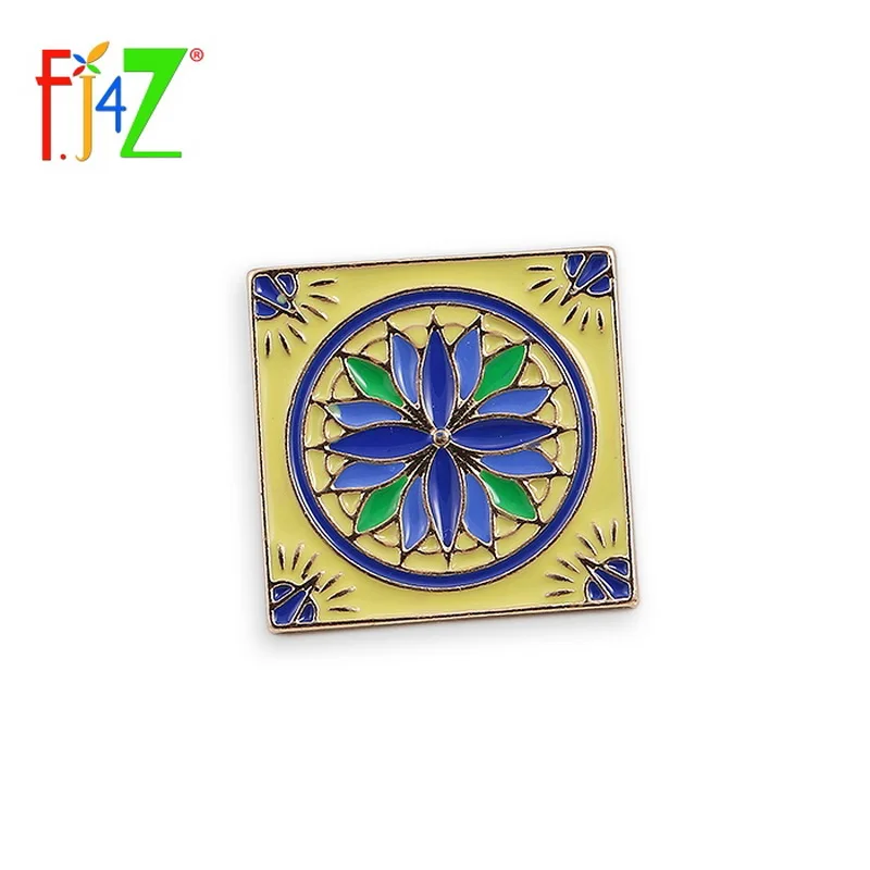 

F.J4Z Hot Sale New Arrival 11styles Fashion Stylish Colorful Enamel Checker Patterns Costume Brooch Pins Accessories For Women