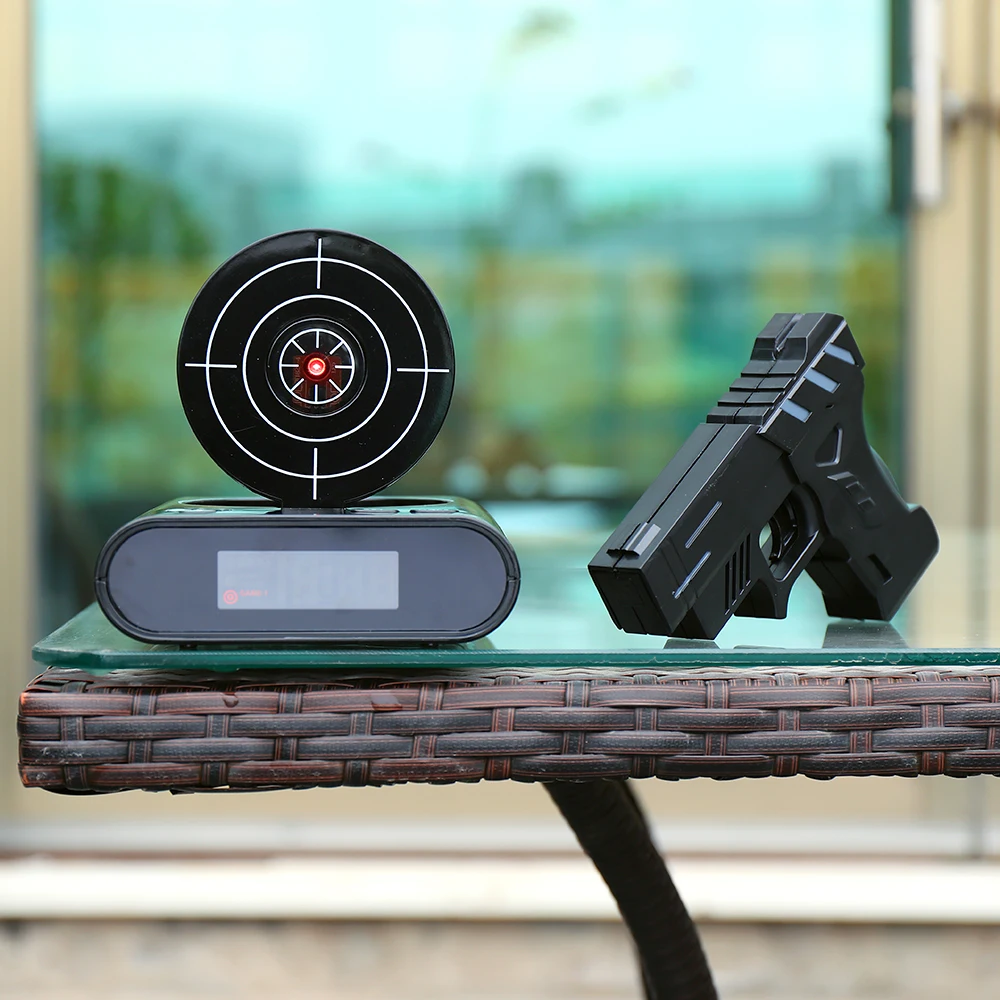  GT Gadget Target Laser Shooting Gun Alarm Clock Desk Table Watch Clock Digital Electronic Nixie Clo