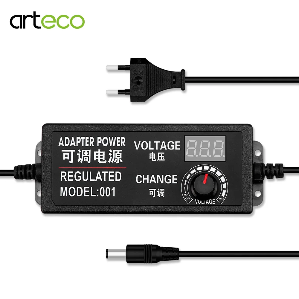 

AC To DC Adjustable Voltage Power Adapter 3V 9V 12V 24V Universal Power Supply Display Screen Power Switching Charger Adatper
