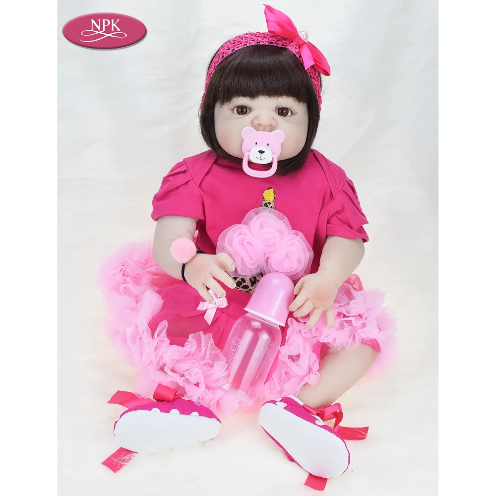 NPK 57 см всего тела мягкие силиконовые девушки Reborn Baby Doll Купание игрушки реалистичные кукла принцесса для девочек Bebe реальное возрождение Boneca Menina