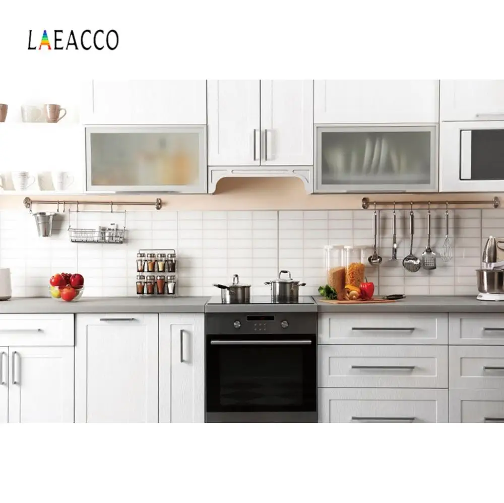 Laeacco Modern Kitchen Cabinet Interior Decor Photography Background Customized Photographic Backdrops For Photo Studio