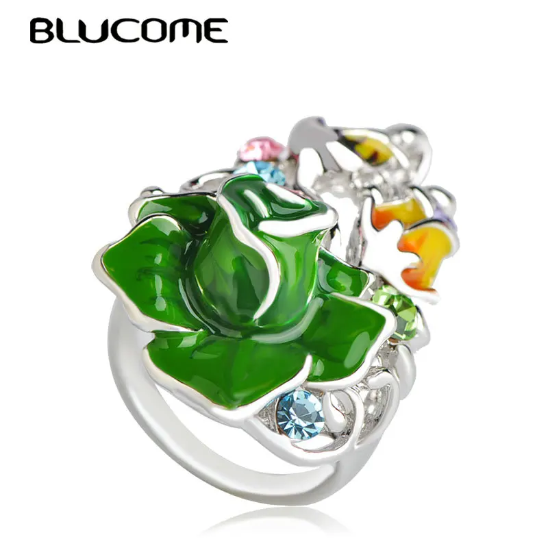 Женское Винтажное кольцо Blucome золотистое из металлического сплава с красной