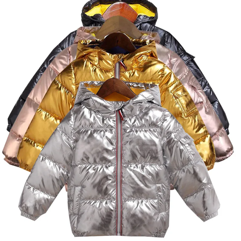 2018 Children Winter Jacket For Kids Girl Silver Gold Boys Casual
