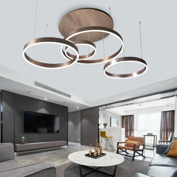 

LED Modern Chandelier Lighting Living Room Foyer Hall Stair Decor Industrial Chandelier Round Circle Ring Ceiling Hanging Lamp
