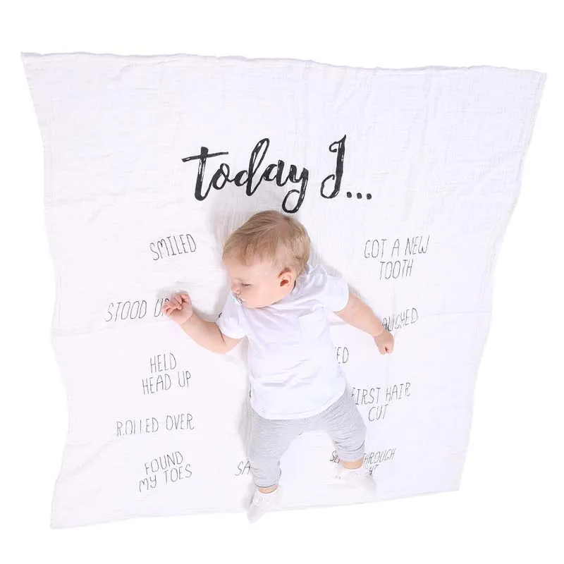 120x120 см детское одеяло с изображением букв новые весенне-летние купальные полотенца для новорожденных фото реквизит Swaddler обертывание детское хлопчатобумажное одеяльце - Цвет: D
