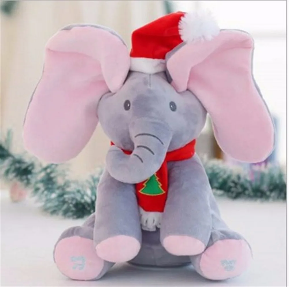 

Fluffy toy hidden cat, hide and seek game baby animated stuffed elephant dolls-M15