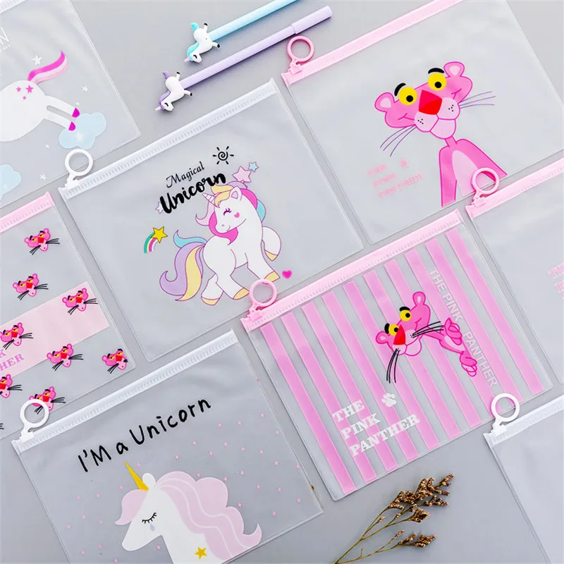 

High Quality Cute Cartoon Unicorn PVC Pencil Case Box Waterproof Portable Document Bag File Folder Stationery Holder Organizer