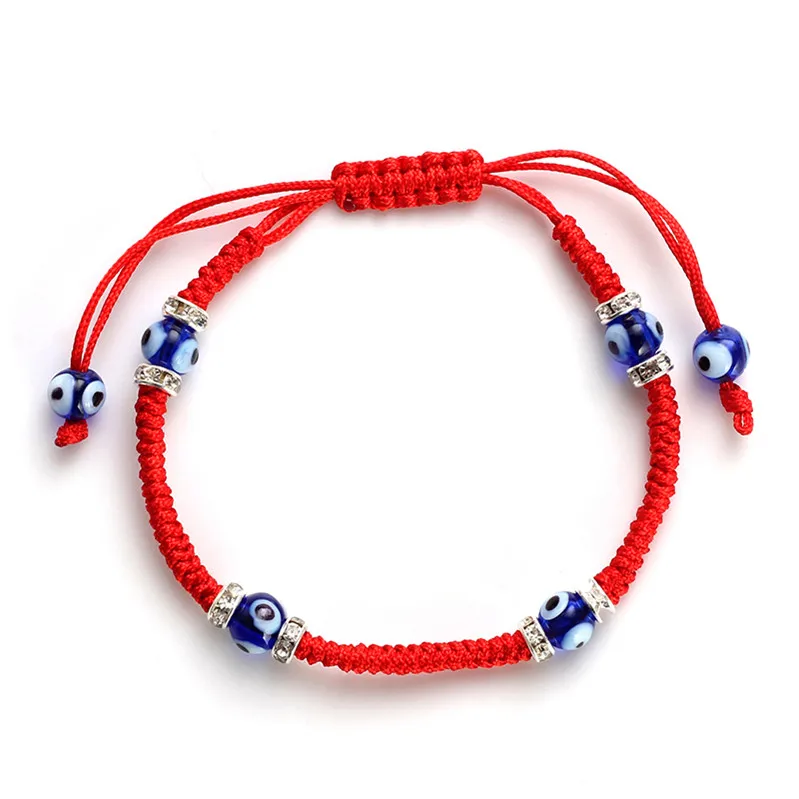 Lucky Eye Турецкий Дурной глаз браслеты для женщин мужчин ручной работы плетеная веревка цепи красный браслет женский EY1404 - Окраска металла: 16