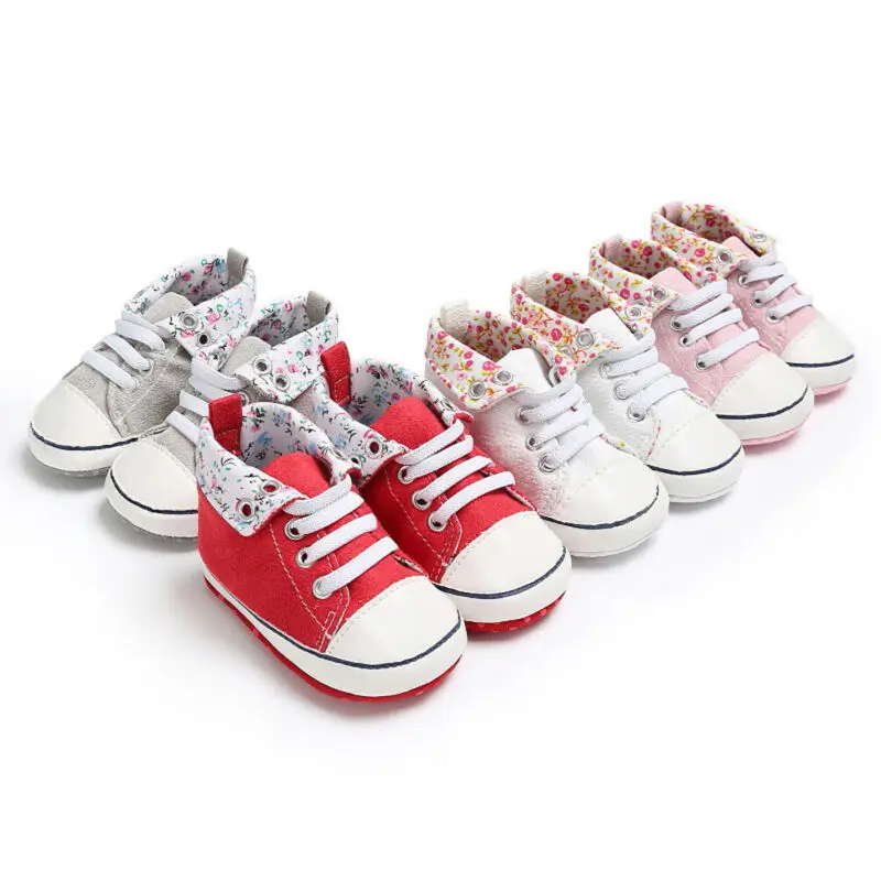 Однотонная обувь Тканевая обувь для новорожденных девочек мягкие ползунки противоскользящие кроссовки