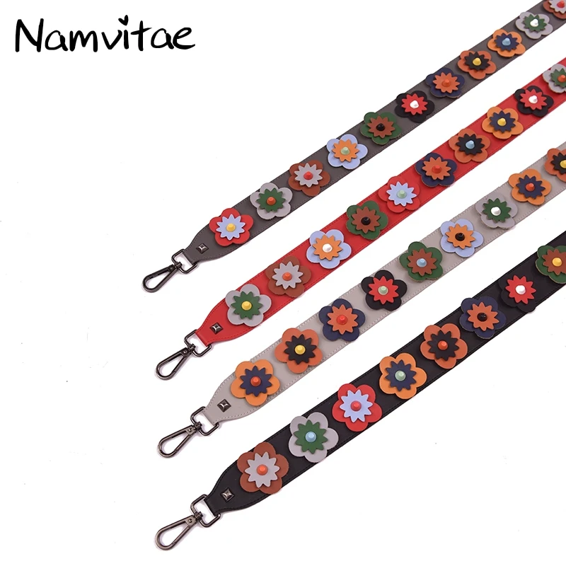 Namvitae Flower Women Bag Strap Boho Style Summer PU Straps For Bags