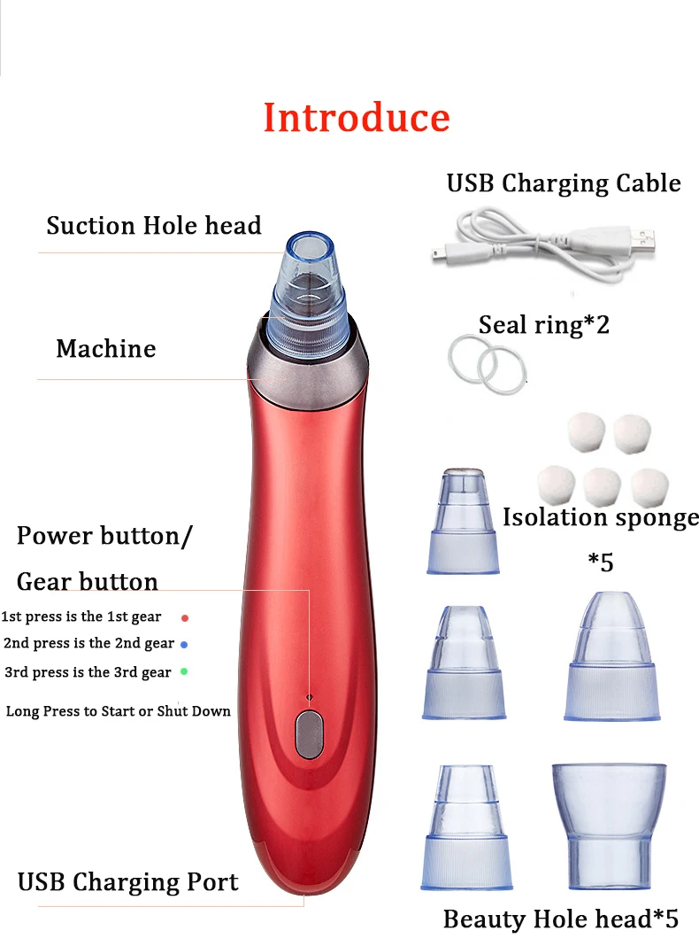 Уход за кожей пор прибор для вакуумной чистки угрей для удаления прыщей Удаление прыщей вакуумный всасывающий инструмент Уход за лицом чистый аппарат для алмазной дермабразии