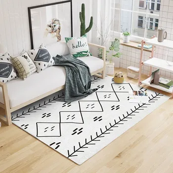 

Morocco pattern all match geometric living room carpet no hair easy care, INS home decoration bedroom printed rug