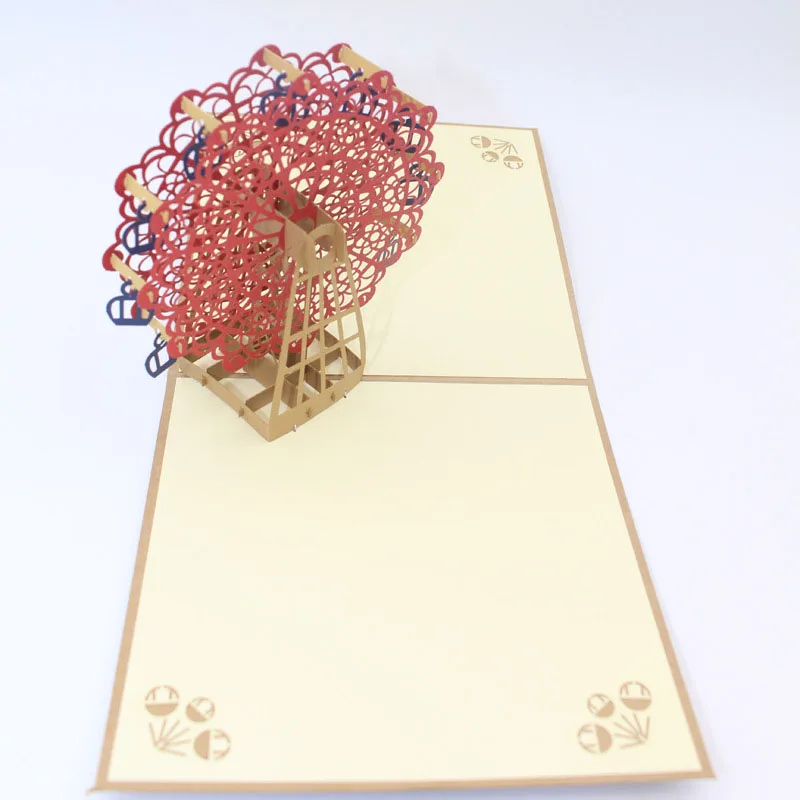  3D Laser Cut Handmade Retro Ferris Wheel Festival Blessing Paper Invitation Greeting Cards PostCard - 32792397054
