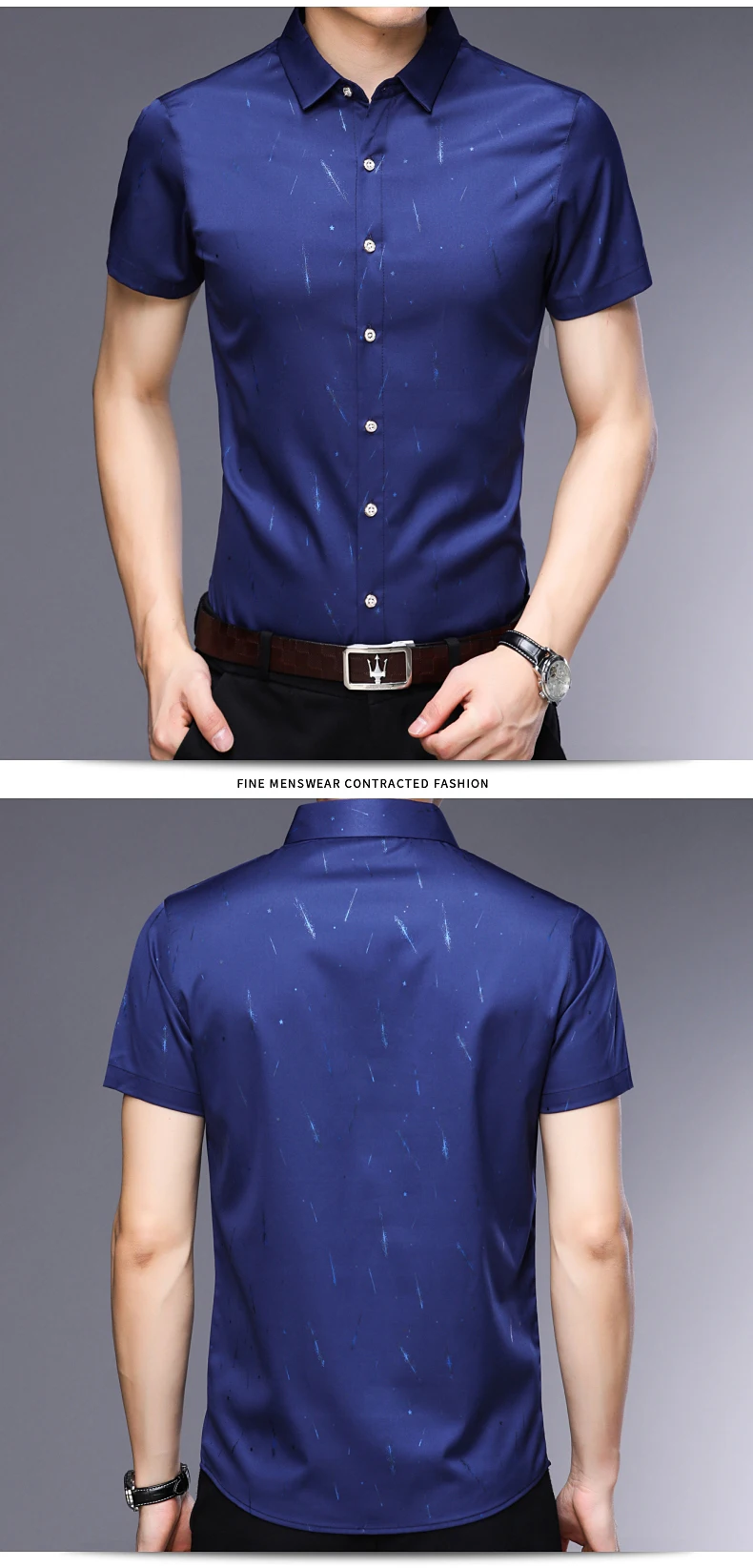 Мужская рубашка с коротким рукавом social meteor, повседневная облегающая Летняя мужская рубашка, Мужская модная уличная одежда, camisa 4818
