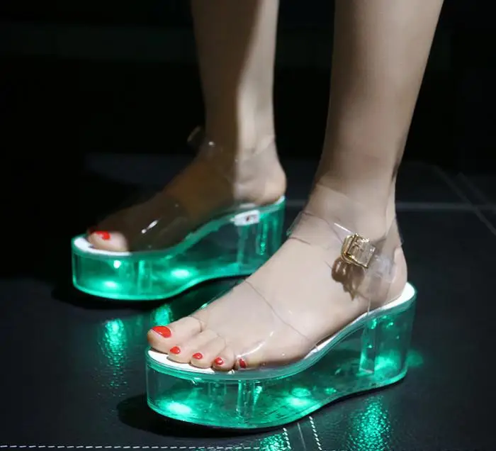 

2019 Fashion Peep toe Casual Platform Sandal For Woman in Light Sole Ankle Band Strap high Heels Summer Wedge Shoe