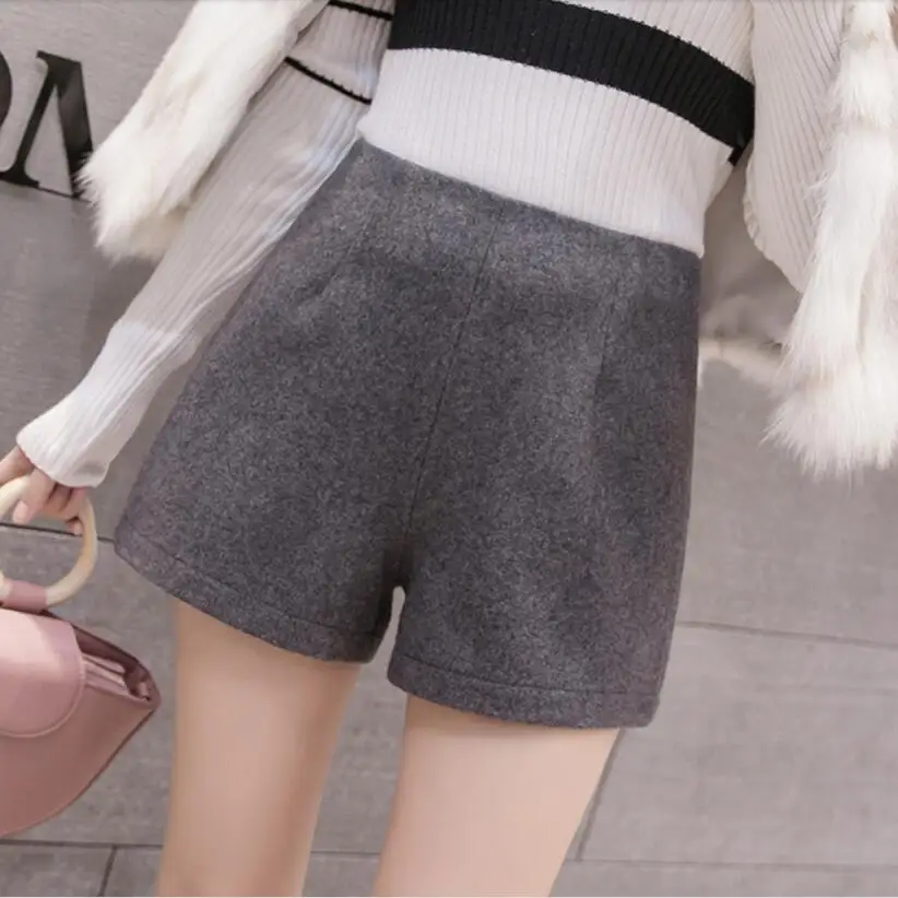 

2018 Autumn Winter Women Woolen Shorts Faashion Female High Waist Casual Shorts Women SK288