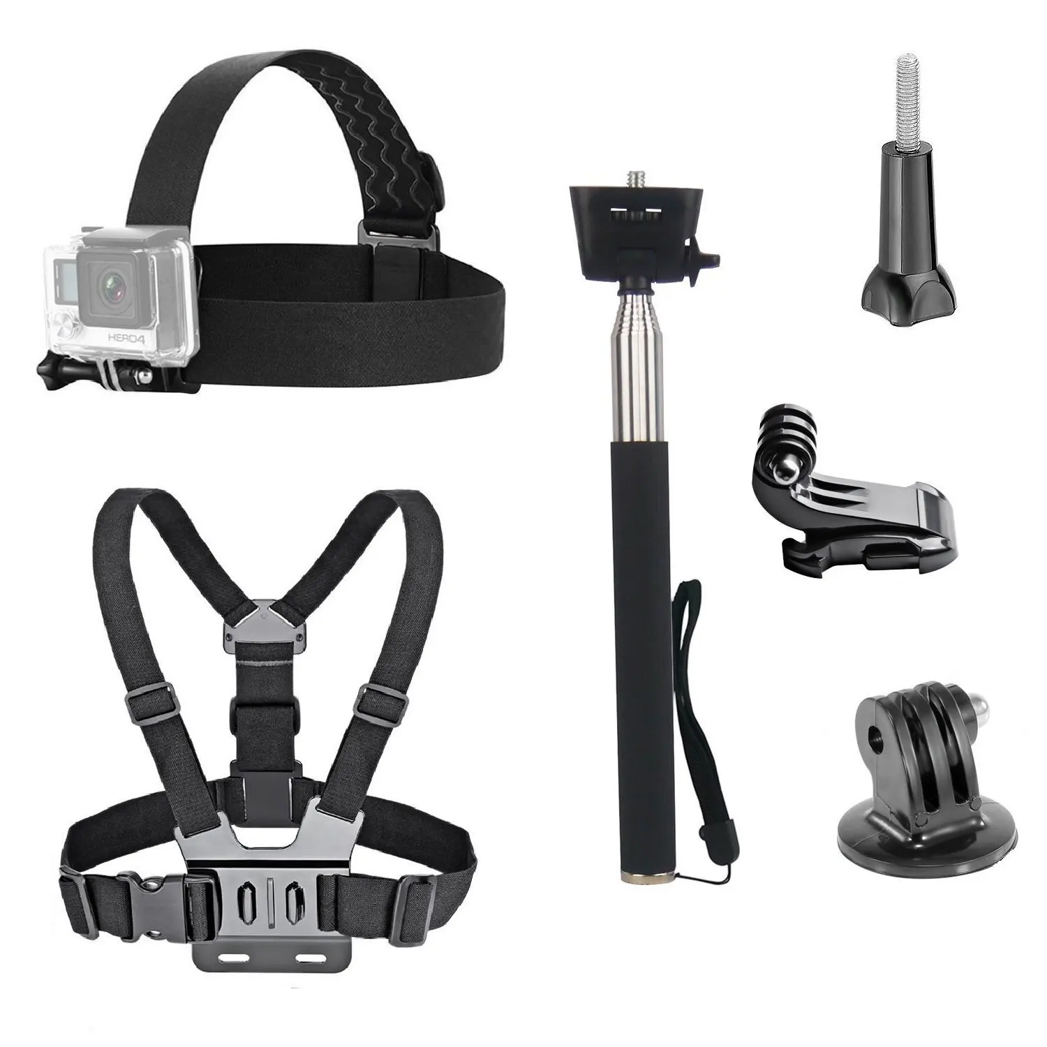 

3 in 1 Universal Action Camera Accessories Kit -Head Strap/Chest /Selfie stick for DJI OSMO ACTION/Gopro 7 6 5/SJCAM/Insta360