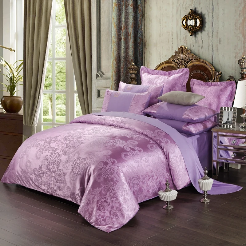 Spring 2016 new luxury bed linen 4pcs European satin jacquard bedding set include duvet cover