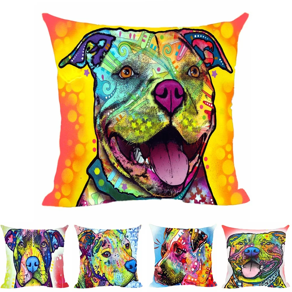 DIY Latch Hook Pillow Kits For Adults Merry Christmas Pitbull Dog