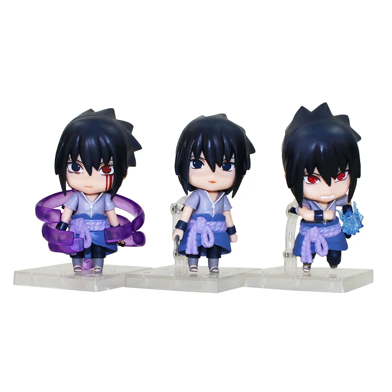3pcs set Naruto font b Action b font font b Figure b font Q Edition Sasuke