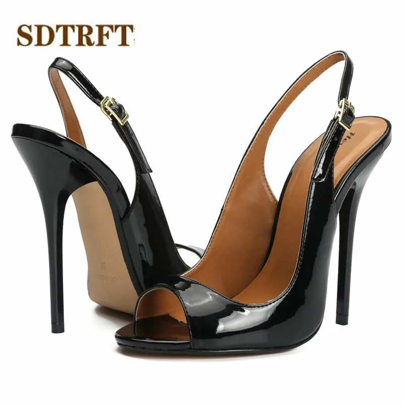 SDTRFT ladies Stilettos 13cm thin high heels sexy Cosplay Buckle pumps women's wedding shoes sapato feminino Plus:45 46 47 48