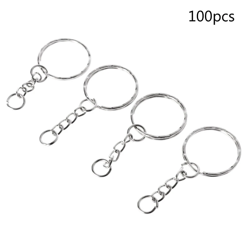

100pcs/set DIY 25mm Keyring Keychain Split Ring Short Chain Fob Rings Craft