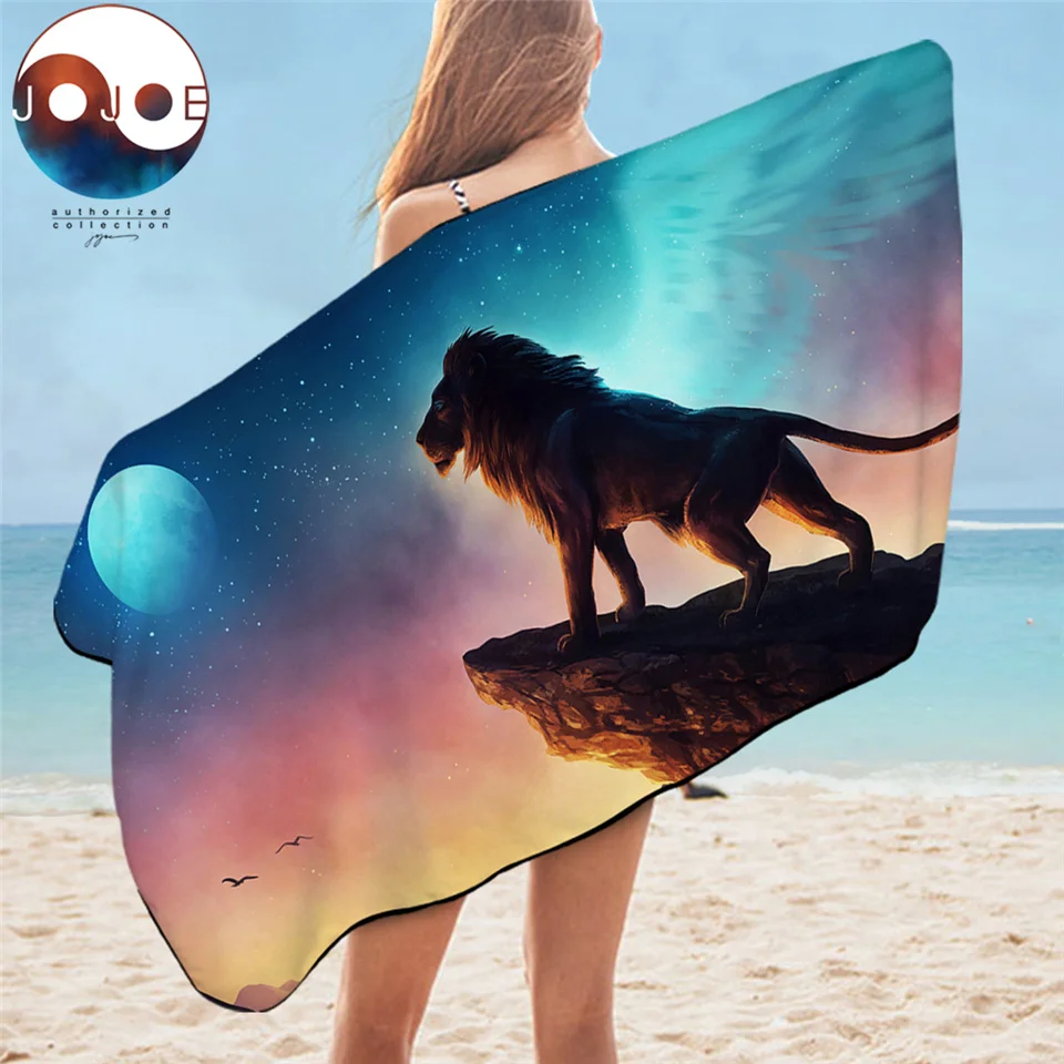 

Free Like a Bird by JoJoesArt Beach Towel Lion on the Cliff Bath Towel Starry Sky Yoga Mat Animal Print Shower Towel 75cmx150cm