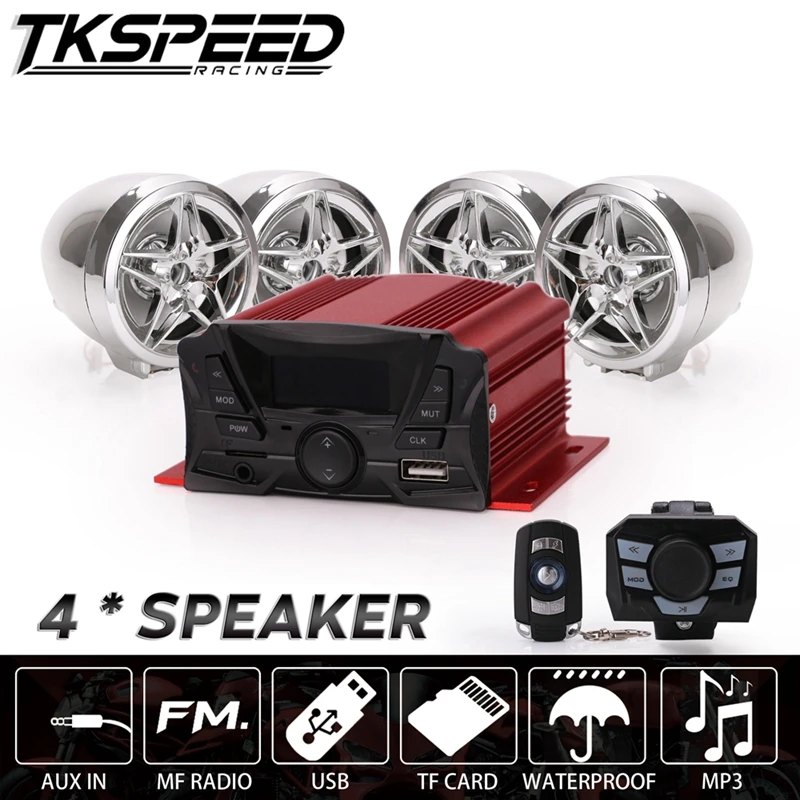 

Motorcycle 4 Speaker Anti Theft Alarm MP3 High-power Remote Control Sound System Motorcycle Audio Motto