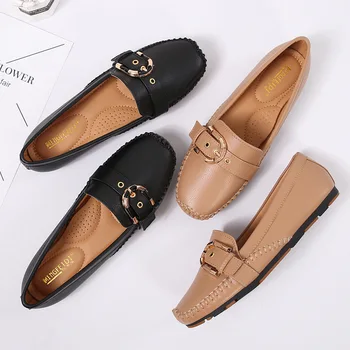 

2019 autumn new fashion simple solid color flat shoes women retro style soft and comfortable wild casual shoes