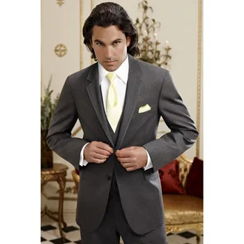 

2017 Latest Coat Pant Designs Grey Wedding Suits For Men Slim Fit 3 Pieces Tuxedo Tailor mens suit Groom Blazer smoking Vestido