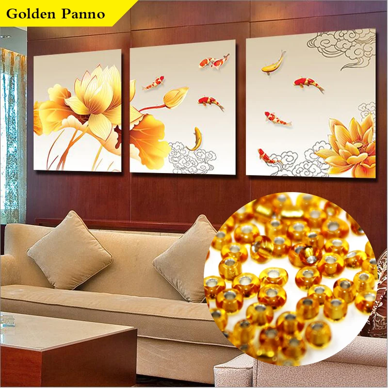 

Golden Panno,beads,Needlework,DIY,bead Cross stitch ,Embroidery stitch,Precise Printed painting,animal Pattern cross,fish 801