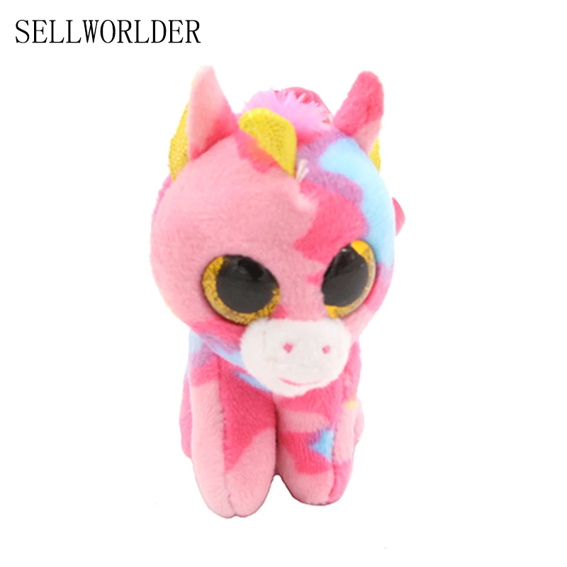 

SELLWORLDER Big Eyes Plush Animal Pink Unicorn Dolls Toys with Key Chain Pendant