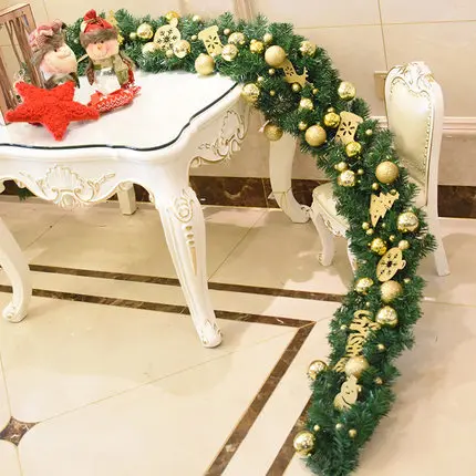 

2.7m Christmas garland green Christmas rattan with balls & deer Christmas ornaments Christmas decorations for home free shipping