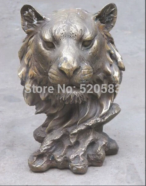 

China PURE Bronze lovely Tiger head FACE king of beast Statue