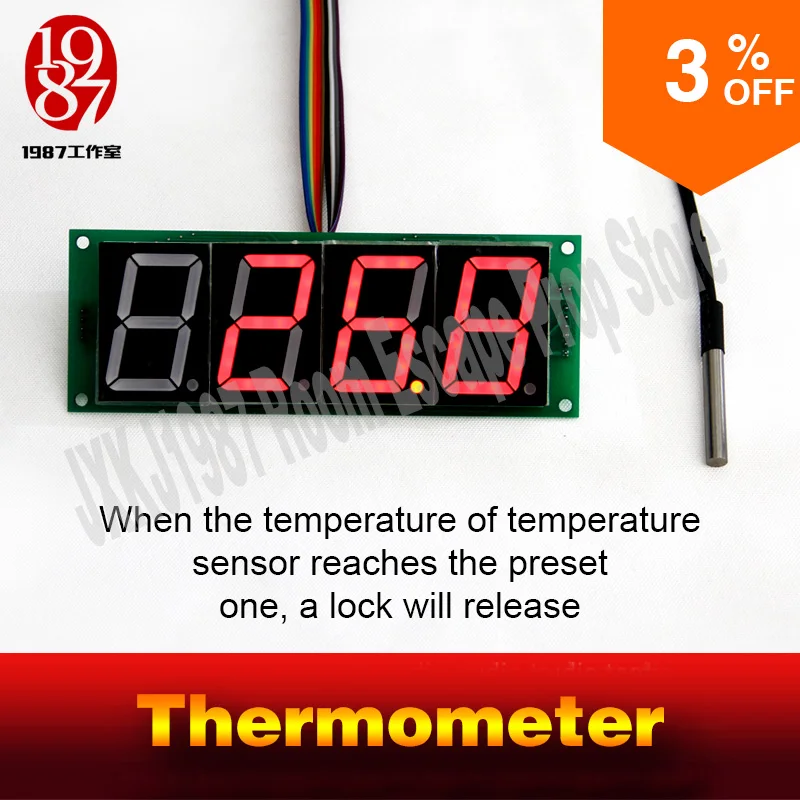 adventurer escape room game thermometer prop JXKJ1987 detect the preset temperature to release lock get away