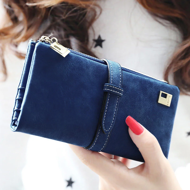 Faux Leather Zipper Women Wallets Two Fold Clutch Design Purse Gift Fashionin Wallets from