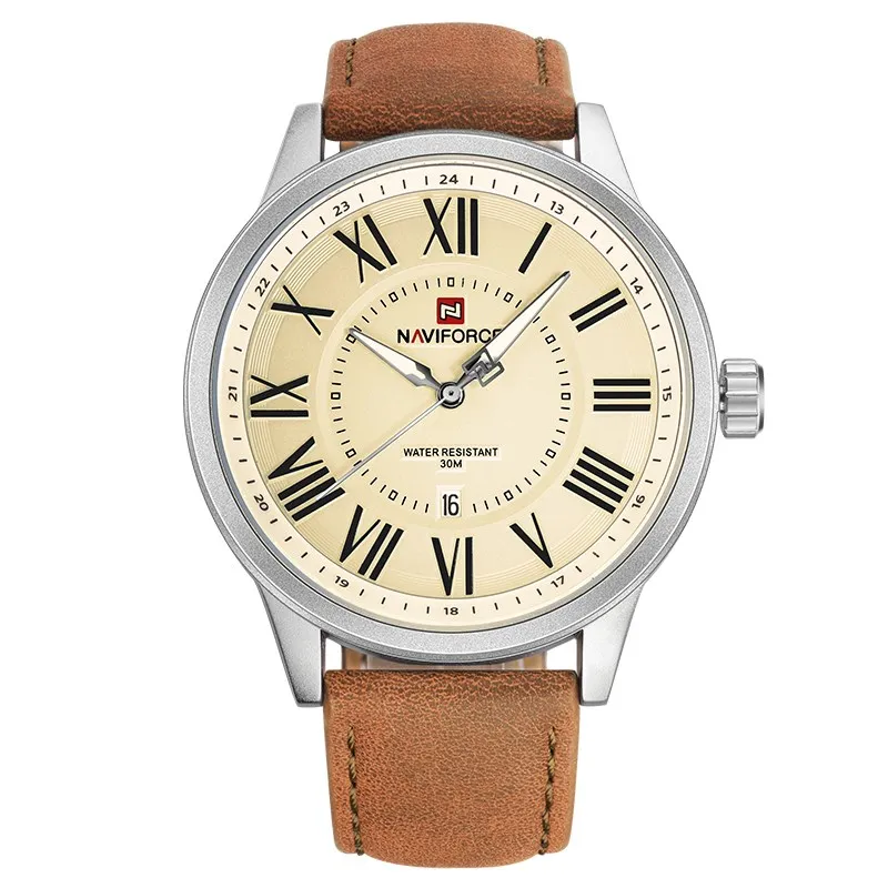 

Famous Luxury Brand Watches Men Leather Quartz Watch Army Sport Wristwatch Waterproof Clock Man Male Erkek Saatleri NAVIFORCE