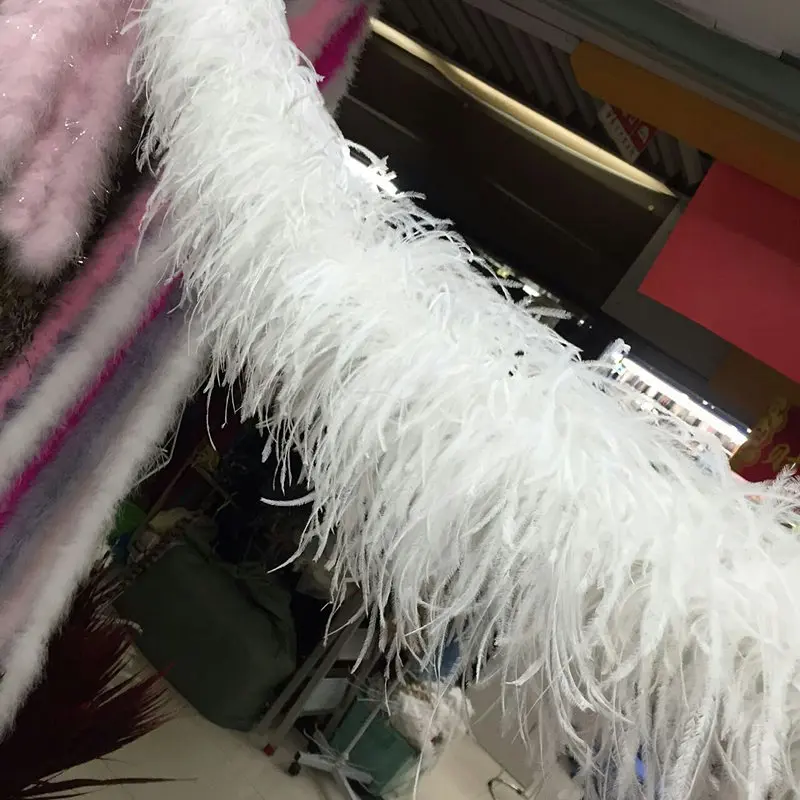 

Free Shipping 1 unids 5 layers WHITE Ostrich Feathers Boa for party supply