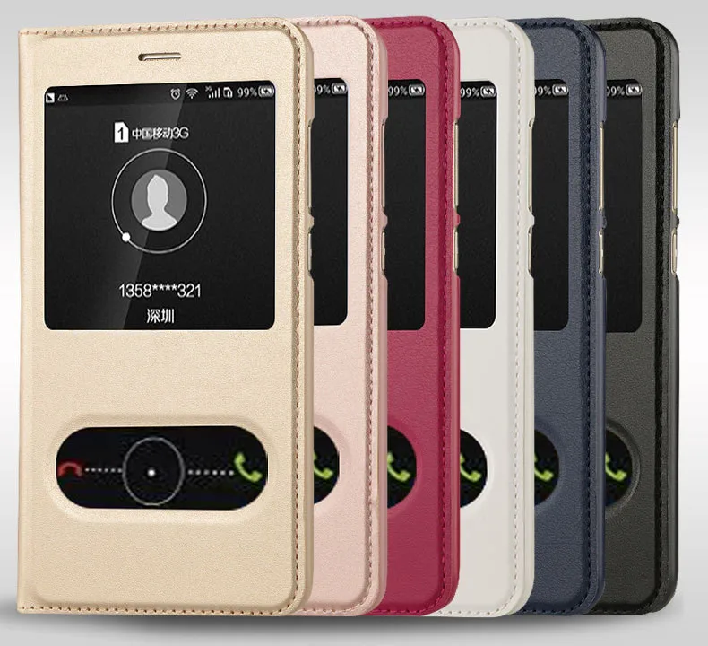 luxury open window leather flip case for huawei honor 8 lite 03