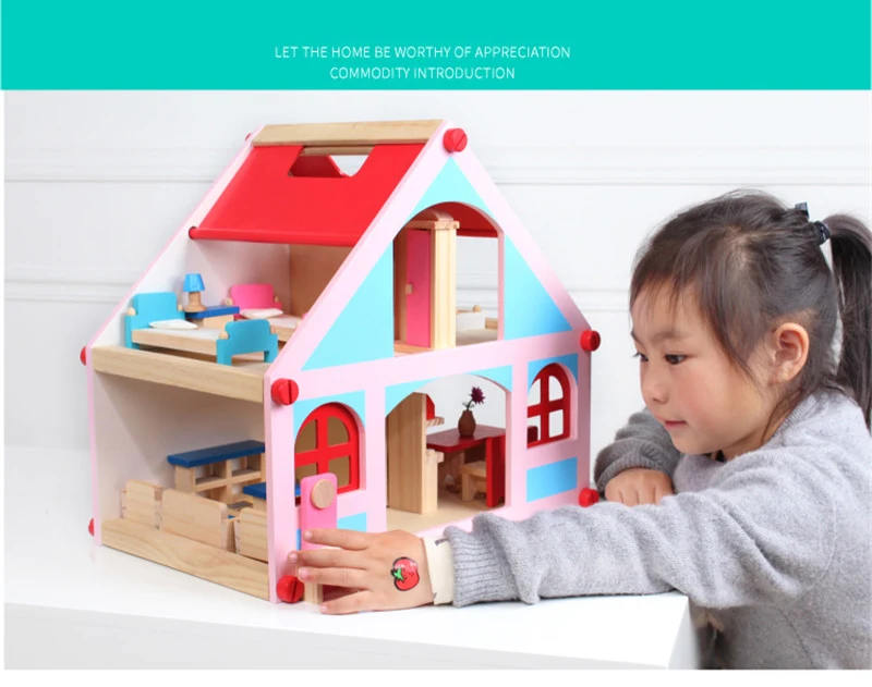 DIY кукольный домик с миниатюрная мебель Наборы Для Куклы kawaii собраны деревянный кукольный игра понарошку в дом игры головоломки игрушки для детей, подарки