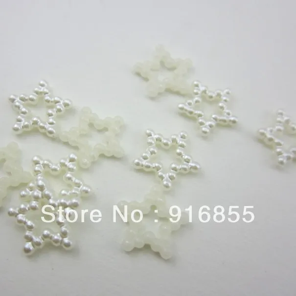

Free Shipping!1000pcs 12mm five-pointed star shape hollow Flatback ABS imitation pearl beads for DIY decoration