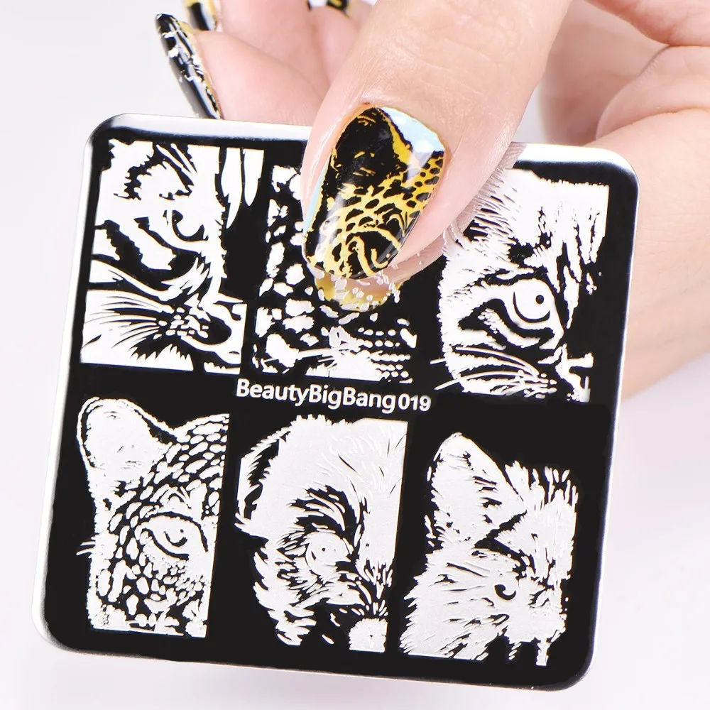 1 Pc 6*6 Cm Square Nail Mold Nail Stamping Plate Template Cat Tiger Leopard Eye Manicure Nail Stamping Plates Nail Art