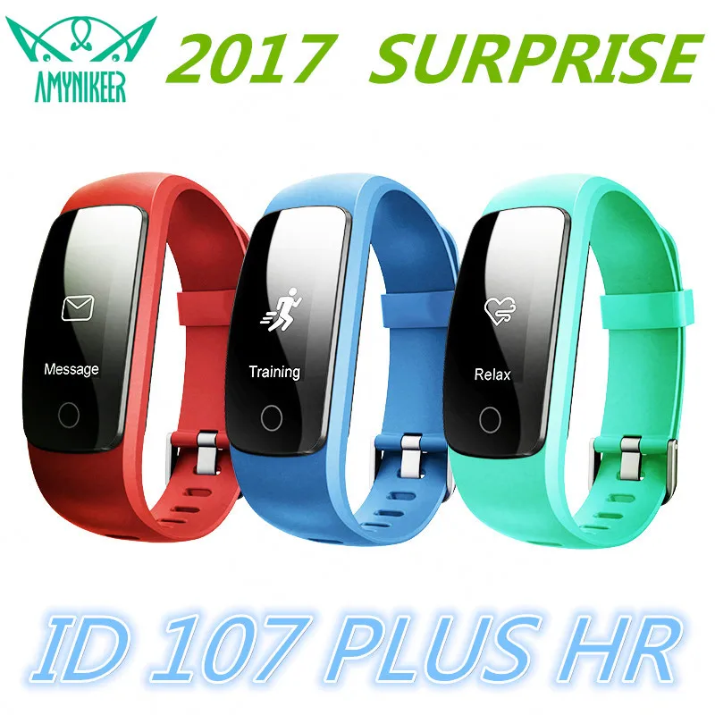 

2017 Newest Smart Band ID107Plus HR Heart Rate Bracelet Monitor PluWristband Health Fitness Tracking For Android iOS Vs MI Band