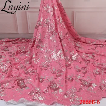 

Latest Nigerian Tulle Mesh Lace Fabrics High Quality Popular Sequins Lace Fabric African Net Lace for Wedding Party Dress L2666B