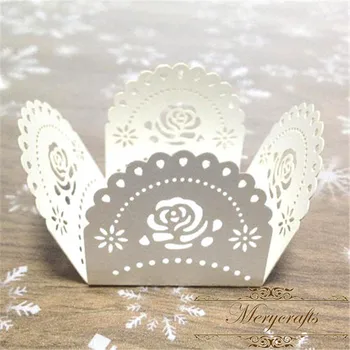 

50pcs free shippment Rose Laser cut fancy luxury chocolate paper wrappers for table decorations